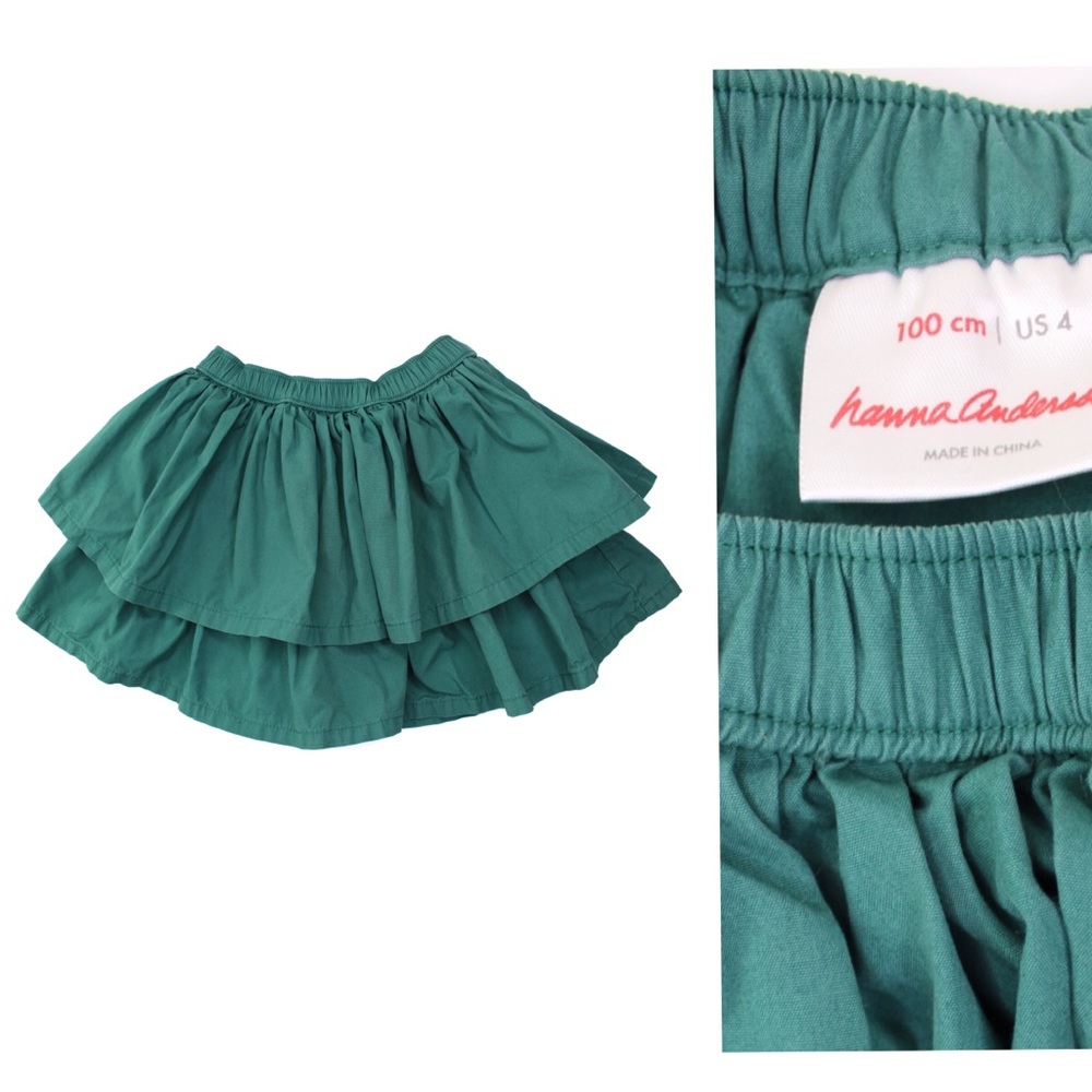 Hanna Andersson Emerald Green Tiered Skirt US 4/ 100cm